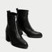 Zara Shoes | Authentic Leather Zara Zip Up Booties 38 | Color: Black | Size: 8