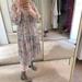 Zara Dresses | Floral Long Dress | Color: Gray | Size: M