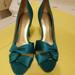 Nine West Shoes | Cute Turquoise Satin 9 West Peep Toe Heels | Color: Gold | Size: 8