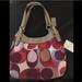 Coach Bags | Coach Scarf Print Op Art Sateen Tote | Color: Brown | Size: 8.5x12