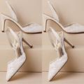 Anthropologie Shoes | Bhldn Adrianna Papell Hallie Lace Slingback Heel | Color: Cream/Tan | Size: 10