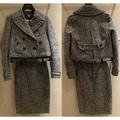 Burberry Skirts | New Burberry London Copped Tweed Jacket&Skirt Set | Color: Black/Brown | Size: 2