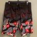 American Eagle Outfitters Swim | American Eagle Men S Small Board Shorts Bathing Suit Swimwear Black Floral | Color: Black/Red | Size: S