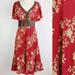 Anthropologie Dresses | Anthropologie Maeve Silk Floral Flutter Dress | Color: Cream/Red | Size: 4