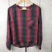 Anthropologie Tops | Anthro Cloth & Stone Long Sleeve Plaid Blouse Top | Color: Purple | Size: Xs