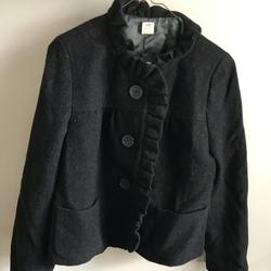 J. Crew Jackets & Coats | Jcrew Ruffled Wool Jacket | Color: Black | Size: 4