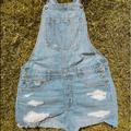 American Eagle Outfitters Jeans | American Eagle Overall Distressed Shorts | Color: Gray/Blue | Size: Medium