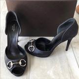 Gucci Shoes | Gucci Peep Toe Heels | Color: Black | Size: 9.5