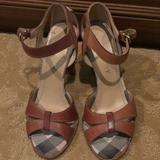 Burberry Shoes | Burberry 38 1/2 Summer Sandal With Heel | Color: Black/Brown | Size: 8.5