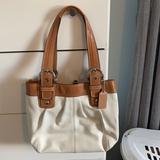 Coach Bags | Large White And Brown Leather Coach Shoulder Bag | Color: Tan/White | Size: Os