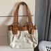 Coach Bags | Large White And Brown Leather Coach Shoulder Bag | Color: Tan/White | Size: Os