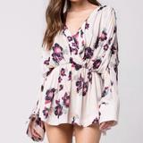 Free People Dresses | Free People Tucson Dream Tunic Dress Ivory Floral | Color: Silver | Size: M