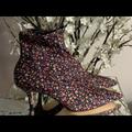 Zara Shoes | Brand New Zara Kitten Heel Boot In Flower Print | Color: Black | Size: Zara 38 = 7 1/2