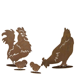 H.G-DEKO Hühnerfamilie Hühnerfamilie 4-teilig: Hahn, Henne, zwei Küken