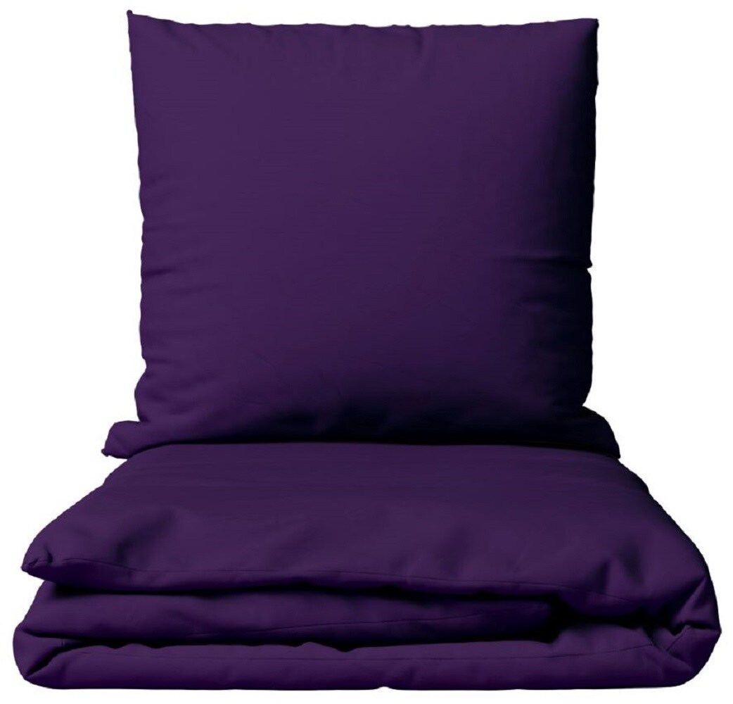 Leonado Vicenti Bettwäsche Baumwolle 200x220 + 2x 80x80 cm Einfarbig Uni lila mit Reißverschluss Image