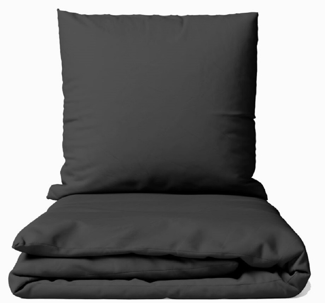 Leonado Vicenti Bettwäsche Baumwolle 200x200 + 80x80 cm Einfarbig Uni Anthrazit mit Reißverschluss Image