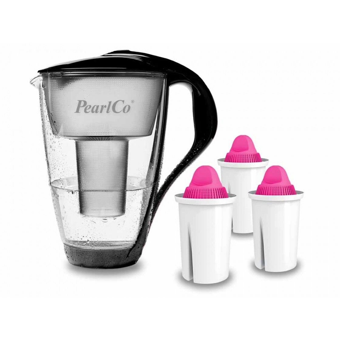 PearlCo Glas-Wasserfilter schwarz inkl. 3 AquaMag Filterkartuschen Image