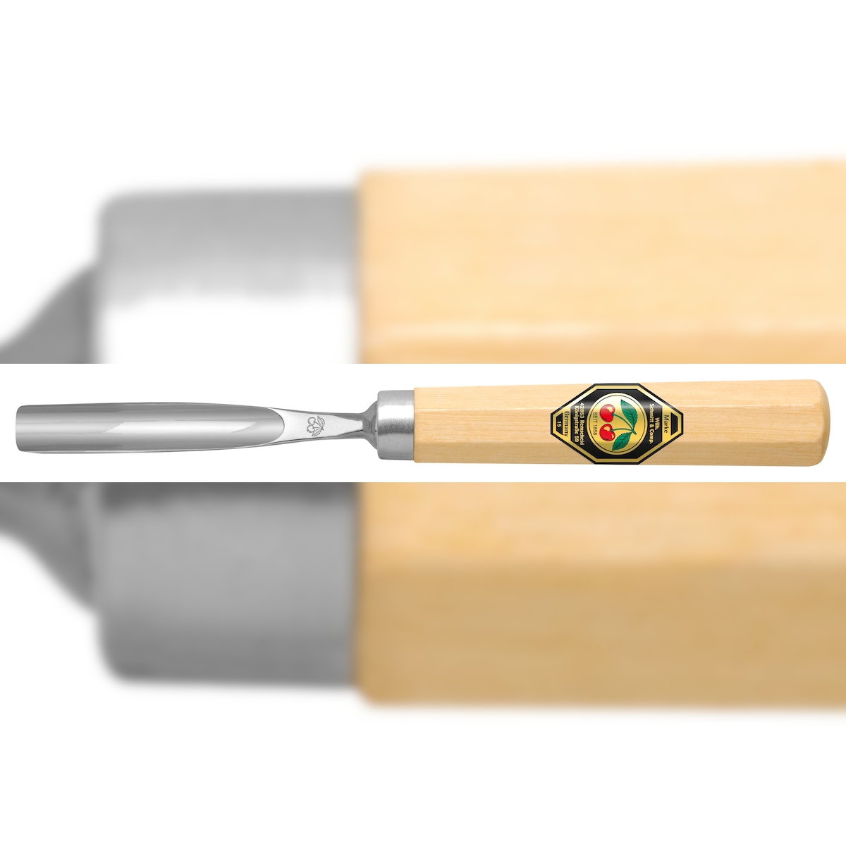 Kirschen Kerbschnitzbeitel mit Weißbuchenheft Stich 10, gebogen & tiefer Höhlung - 2mm Image