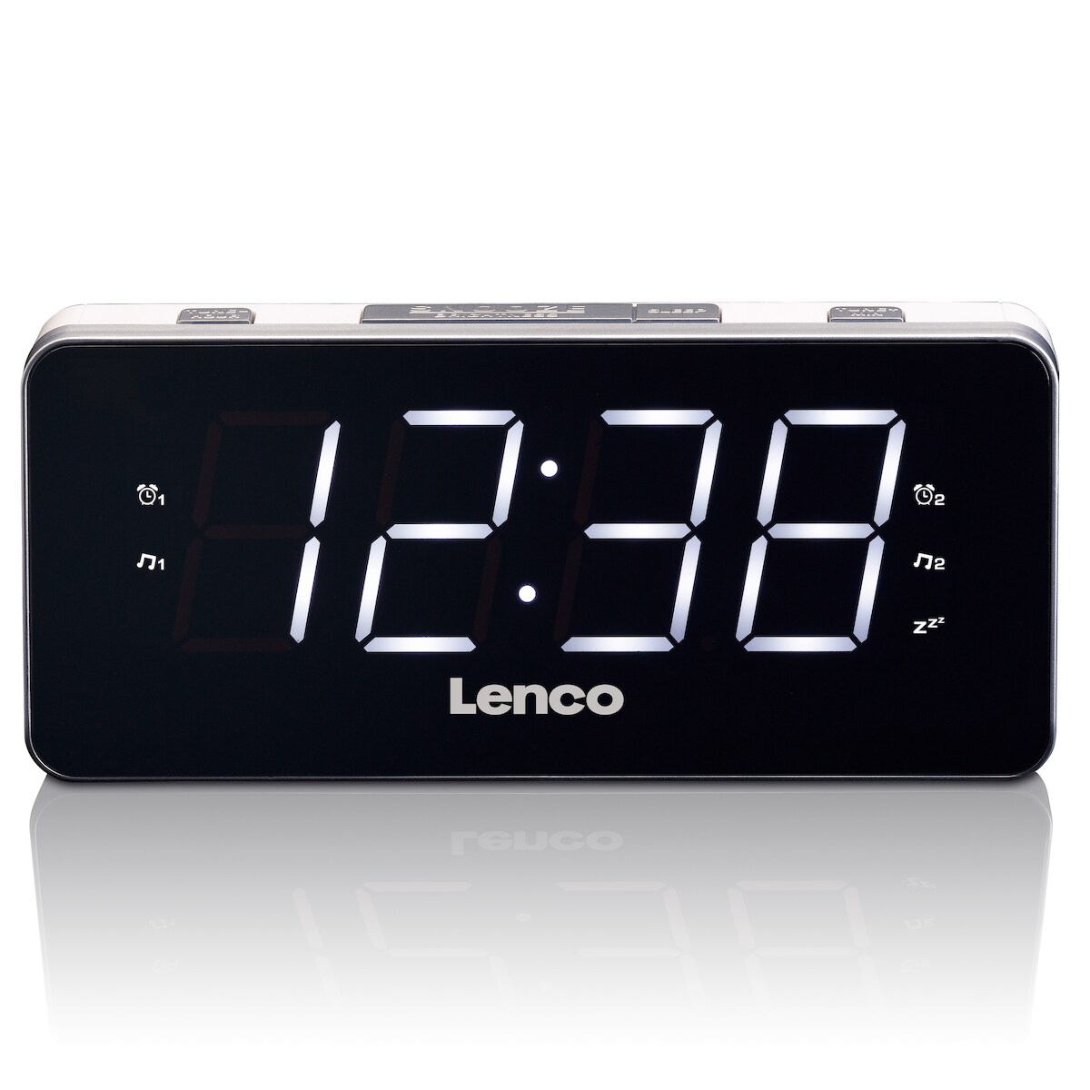 Lenco CR-18 White - FM-Radiowecker mit großem 1,8" Display - weiße LED´s - 2 Weckzeiten - Schlummerfunktion - Dimmfunktion - Weiß Image