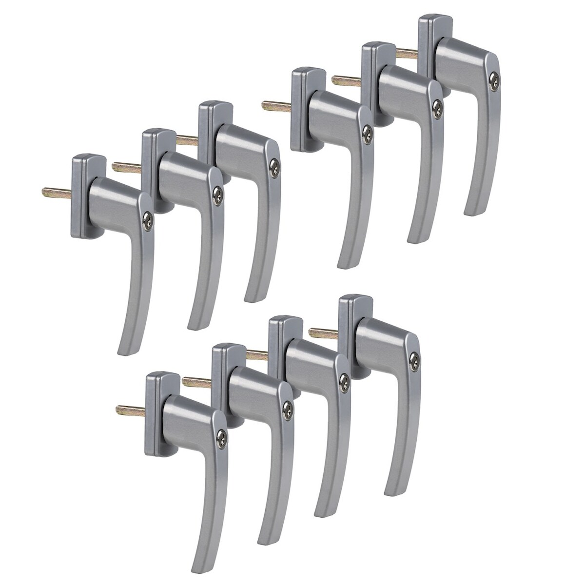 10 Stück Fenstergriffe abschließbar mit je 2 Schlüsseln silber FGS 100 OLYMPIA Image