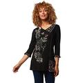 Joe Browns Women's Pretty Patchwork Top T-Shirt, Black, 16