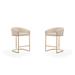 Louvre 36 in. Cream and Titanium Gold Stainless Steel Counter Height Bar Stool (Set of 2) - Manhattan Comfort 2-CS009-CR