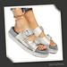 Free People Shoes | Free People Silver Espadrille Platform Sandal Slides | Color: Silver | Size: 8