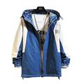 Men's Reversible Hoodie Lightweight Zip Jacket Coat,Men's Casual Jacket Fashion Printed Pattern Slim Bomber Jacket Zipper College Jacket (Color : Blue, Size : 5XL)