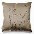 Izabela Peters Cushions With Covers Included, Filled Cushion, Eco-Friendly Velvet Cushions, 60 cm, Cat - Taupe, Chair Cushions, Sofa Cushions, Seat Cushions, Large Cushions