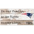 New England Patriots 2021 NFL Crucial Catch 6'' x 12'' In Our Family No One Fights Cancer Alone Sign
