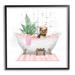 Stupell Industries Chic Yorkie Dog In Bubble Bath White Framed Giclee Texturized Art By Ziwei Li in Pink | 24 H x 24 W in | Wayfair af-801_fr_24x24