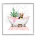 Stupell Industries Chic Yorkie Dog In Pink Bubble Bath White Framed Giclee Texturized Art By Ziwei Li Wood in Brown | 24 H x 24 W in | Wayfair