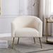 Accent Chair - Everly Quinn Chynia Modern Faux Fur Vanity Accent Chair Elegant Furry Chair in White/Brown | 29.33 H x 28.15 W x 27.36 D in | Wayfair