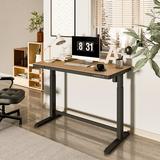 The Twillery Co.® Murry Bamboo Texture Height Adjustable Standing Desk w/ Drawer Wood/Metal in Black | 47.3 W x 23.6 D in | Wayfair