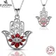 EUDORA 925 Sterling Argent Evil Eye Pendentif Colliers CZ Hamsa Main Collier Pendentif avec la