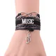 Extron Love Letters ID Music Bracelet en cuir pour hommes et femmes breloques rondes bracelets