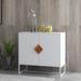 White Square Shape Handle 2 Doors Sideboard