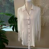 Free People Tops | Free People Ivory Tunic Button Down Top | Color: Cream/White | Size: S