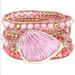Free People Jewelry | Boho Beaded Bracelet | Color: Pink/Silver | Size: Os