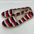 American Eagle Outfitters Shoes | American Eagle Red White Blue Canvas Flat Slip On Shoes | Color: Red/White | Size: 8.5