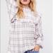 Free People Tops | Free People Charlie Ruffle Plaid Mockneck Blouse | Color: Silver | Size: M