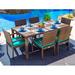 Latitude Run® Sorrento Rectangular 6 - Person 69.5" Long Outdoor Dining Set w/ Cushions Plastic/Wicker/Rattan in Brown | Wayfair