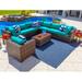 Latitude Run® Sorrento 9 Piece Rattan Sectional Seating Group w/ Cushions Synthetic Wicker/All - Weather Wicker/Wicker/Rattan in Brown | Outdoor Furniture | Wayfair