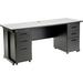 Interion Office Desk w/ 6 Drawers, 72" X 24", Cherry Wood/Metal in Gray | 29 H x 72 W x 24 D in | Wayfair 670076GY