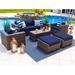 Latitude Run® Sorrento 6 Piece Rattan Sofa Seating Group w/ Cushions Synthetic Wicker/All - Weather Wicker/Wicker/Rattan in Blue | Outdoor Furniture | Wayfair