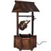 Garden Rustic Wishing Well Wooden Water Fountain with Pump - 23.0" x 20" x 46.0" (L x W x H)