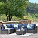 OVIOS Deep Seat Wicker 7-piece Sectional Set