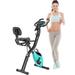 Folding Exercise Bike with 10-Level Adjustable Resistance, Arm Bands