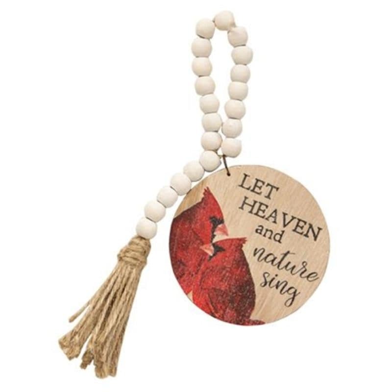 Heaven & Nature Cardinal Beaded Tag Ring - 3" diameter by .25" deep