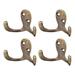 Double Prong Robe Hook, Zinc Alloy Wall Mounted Coat Hooks 4pcs - Bronze Tone - 2.68" x 1.57" x 0.98"(L*W*H)